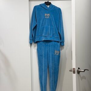 MARINA Blue Velour Tracksuit